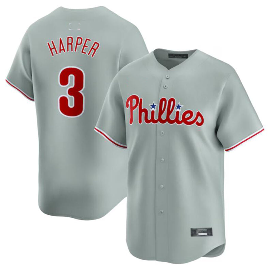 P.Phillies #3 Bryce Harper Player Gray Limited Stitched Baseball Jerseys