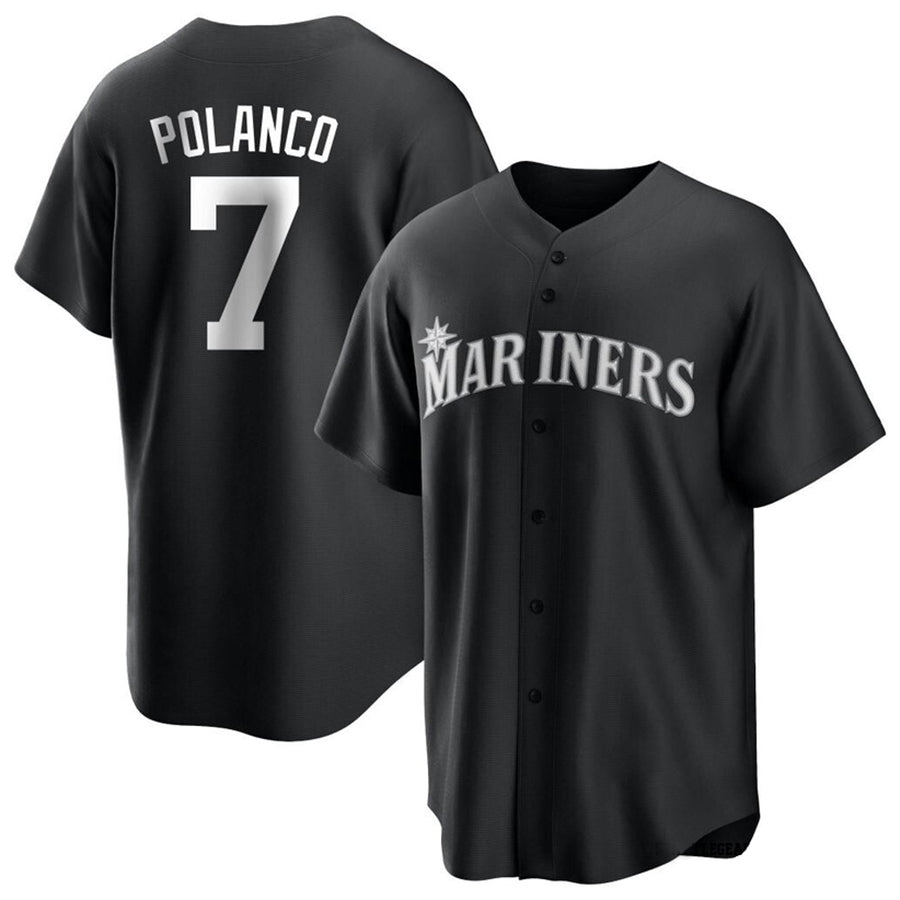 S.Mariners #7 Jorge Polanco Player Black Replica Game Baseball Jerseys