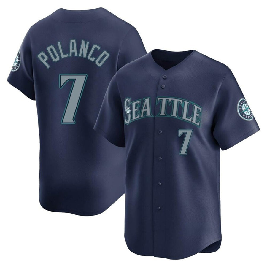 S.Mariners #7 Jorge Polanco Player Navy Home Limited Baseball Jerseys