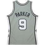 S.Antonio Spurs #9 Tony Parker Player Jersey Unisex Hall of Fame Class of Throwback Swingman Jersey - Gray Stitched American Basketball Jerseys