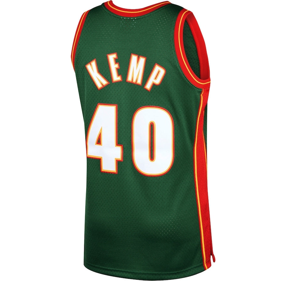 S.SuperSonics #40 Shawn Kemp Player Jersey 1995-96 Hardwood Classics Swingman Jersey - Green Stitched American Basketball Jerseys