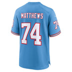 T.Titans #74 Bruce Matthews Player Light Blue Throwback Alternate Game Football Jerseys