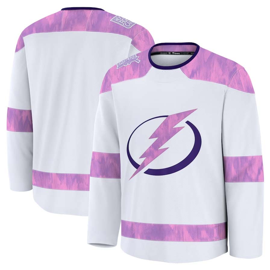 TB.Lightning Fanatics Blank Player Game Hockey Jersey - White Stitched American Hockey Jerseys
